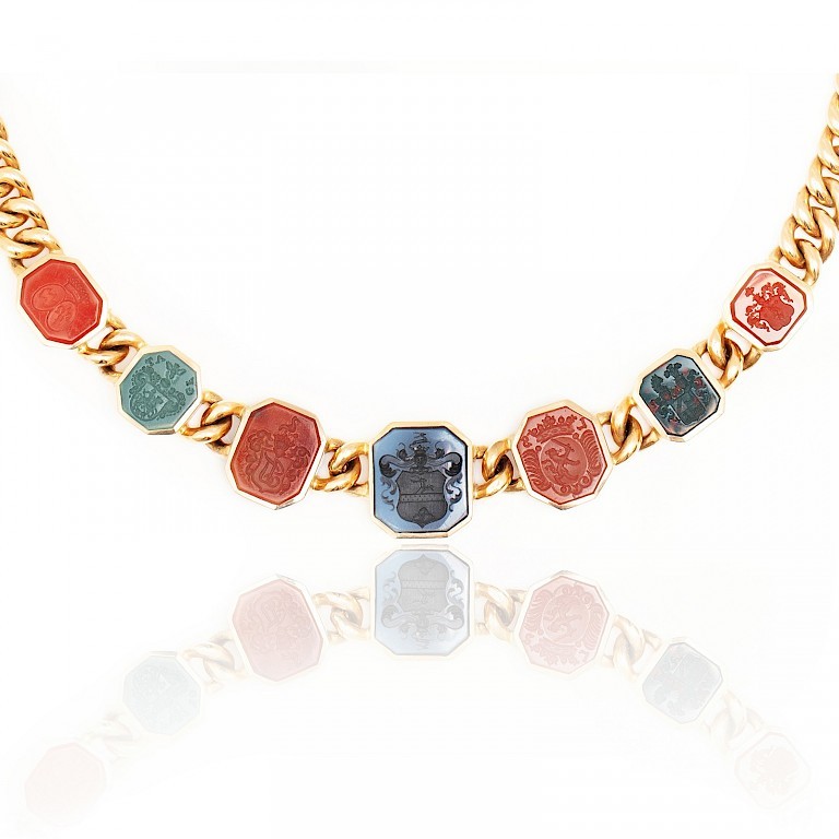 Collier Karneol, Jaspis, Lagenachat